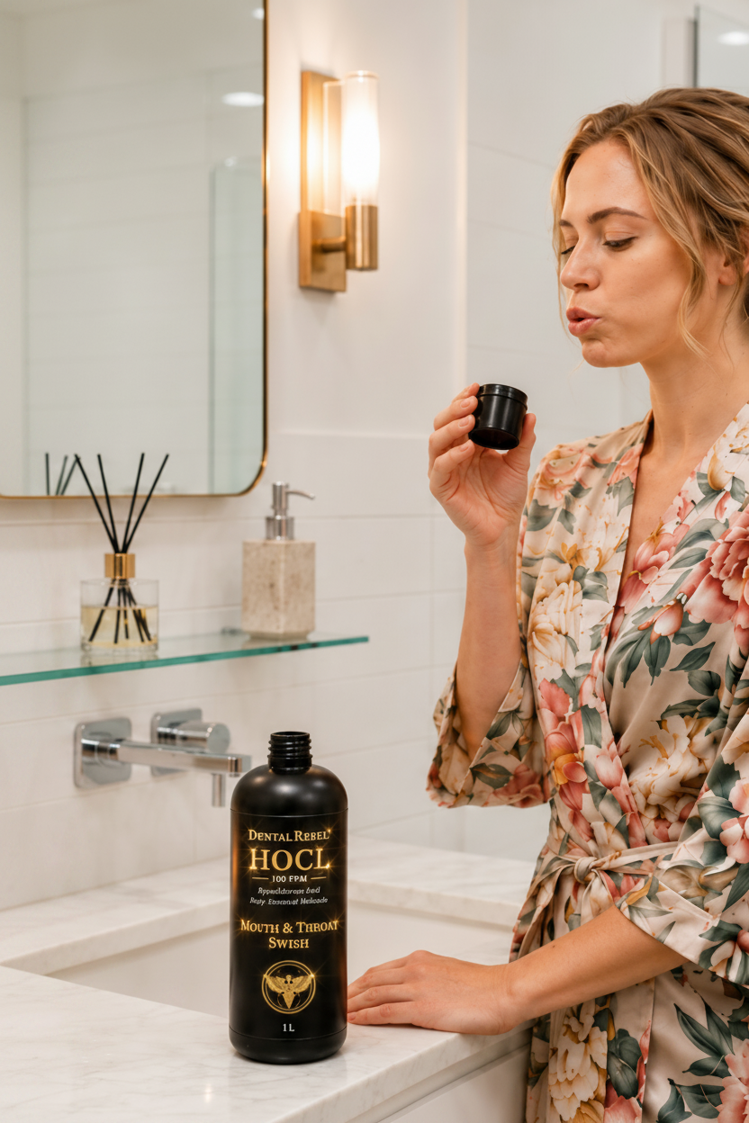 DentalRebel® HOCL Mouth&Throat Swish™ Pure hypochlorous acid with selective cleanup power made for oral care