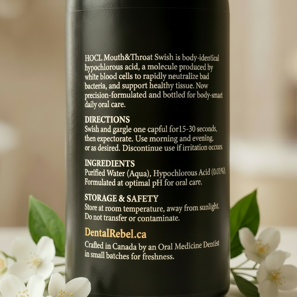 DentalRebel® HOCL Mouth&Throat Swish™ Pure hypochlorous acid with selective cleanup power made for oral care