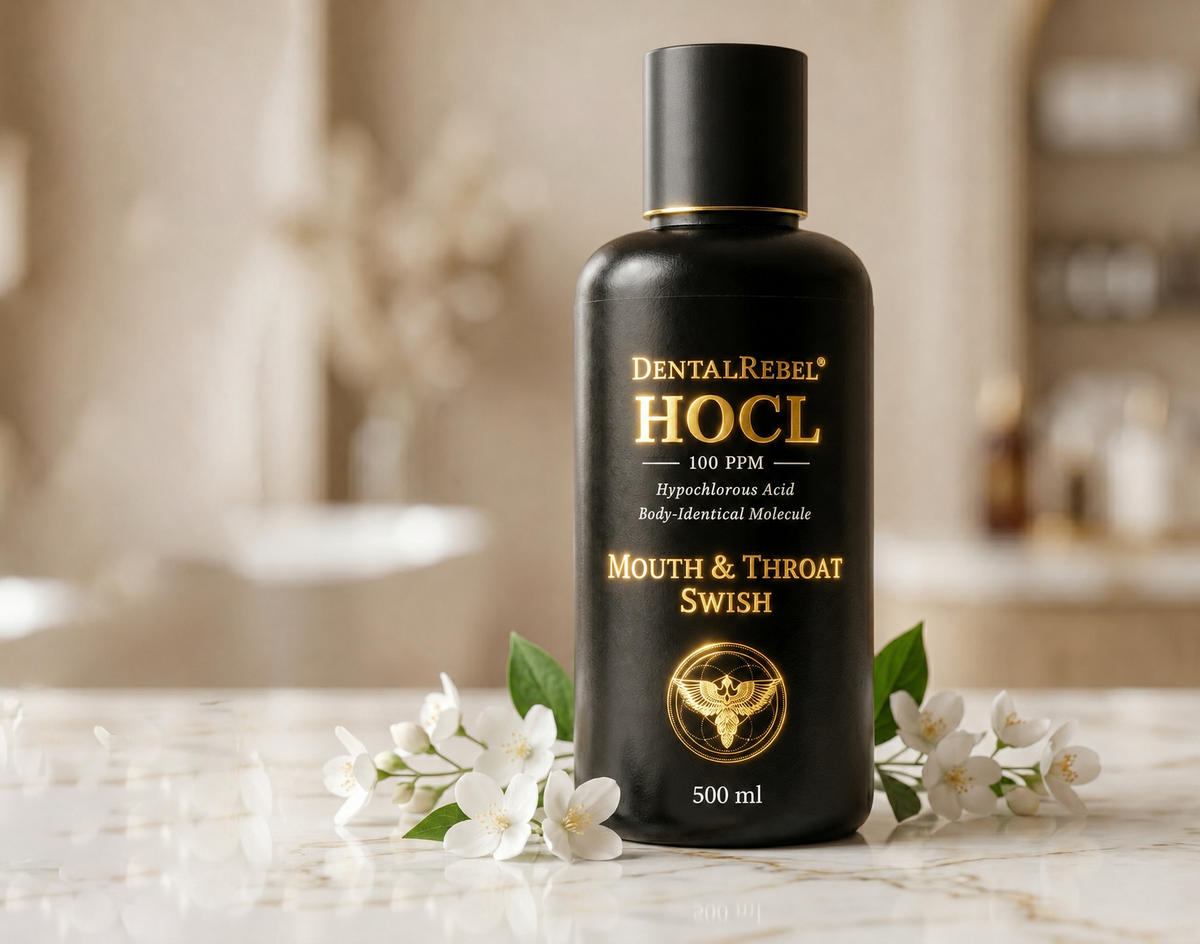 DentalRebel® HOCL Mouth&amp;Throat Swish™ Pure hypochlorous acid with selective cleanup power made for oral care
